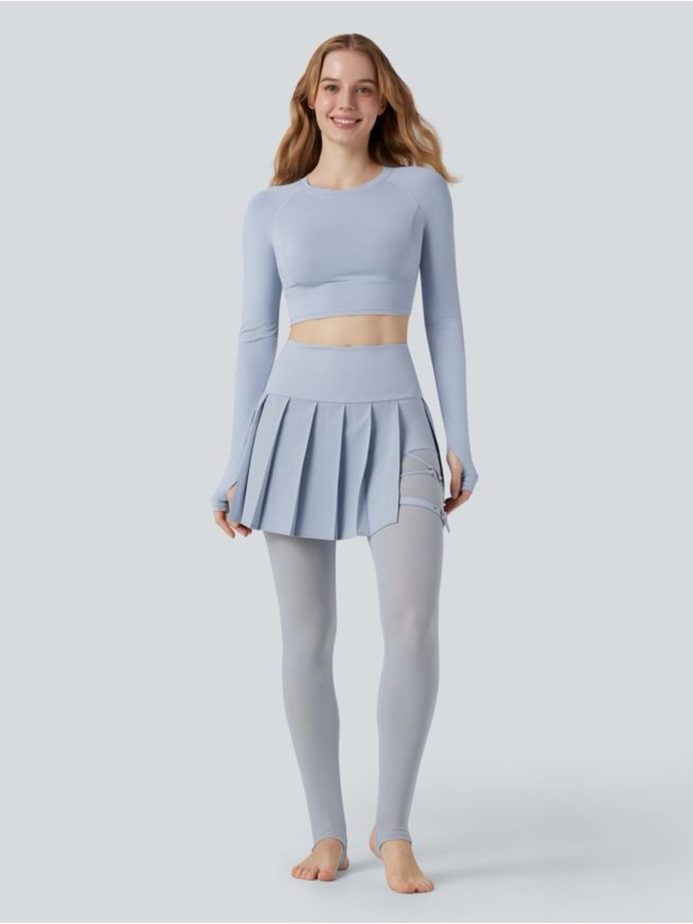 Halara Breezeful™ High Waisted Pleated 2-in-1 Dance Stirrup leggings large